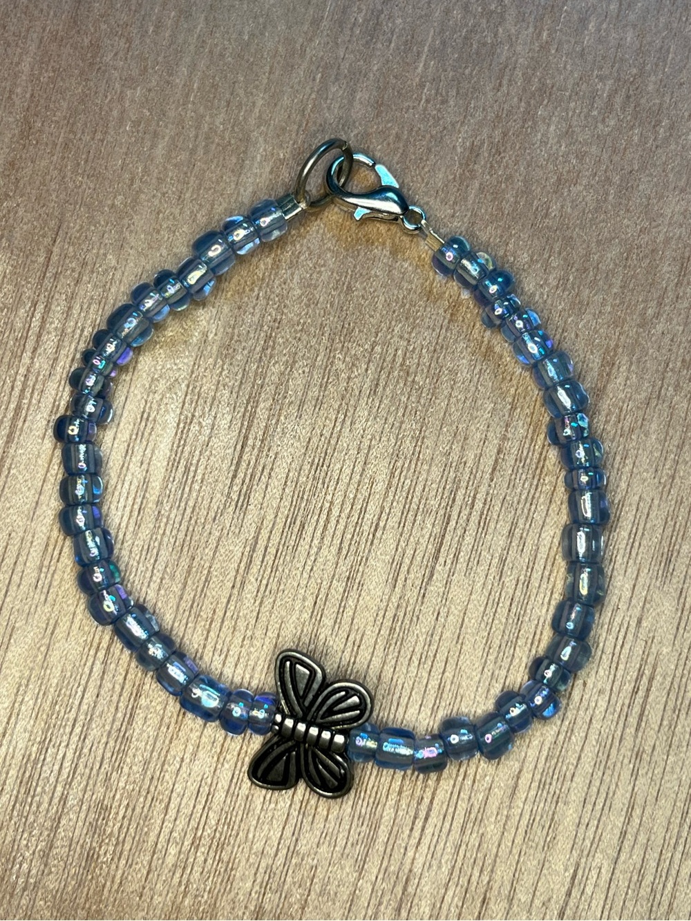 Blue Beaded Butterfly Charm Bracelet - Women Jewelry